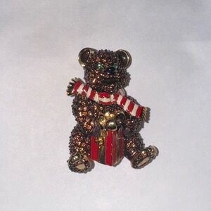 Antique holiday bear brooch